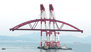 起重機船の位置誘導事例