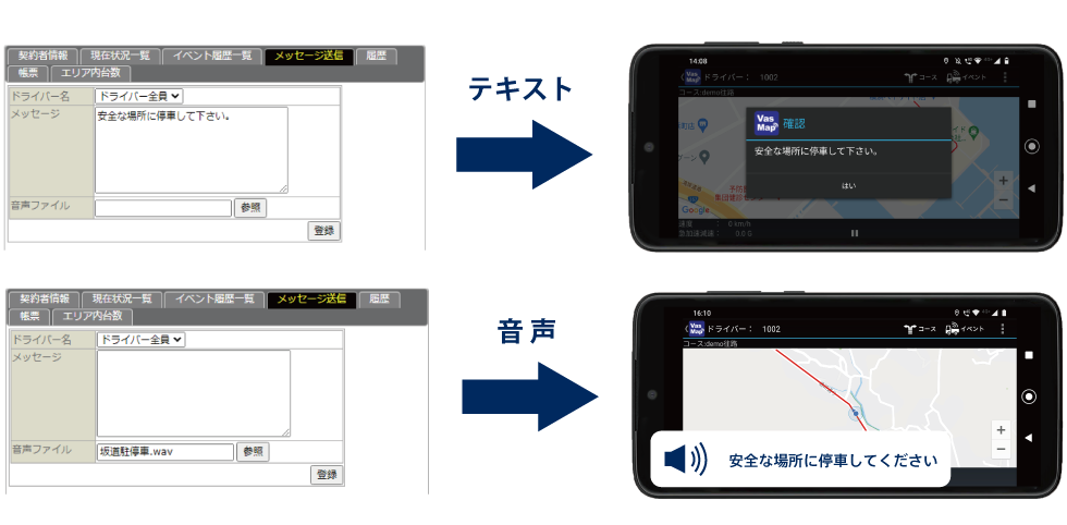 メッセージ受信画面