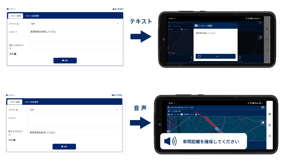メッセージ受信画面